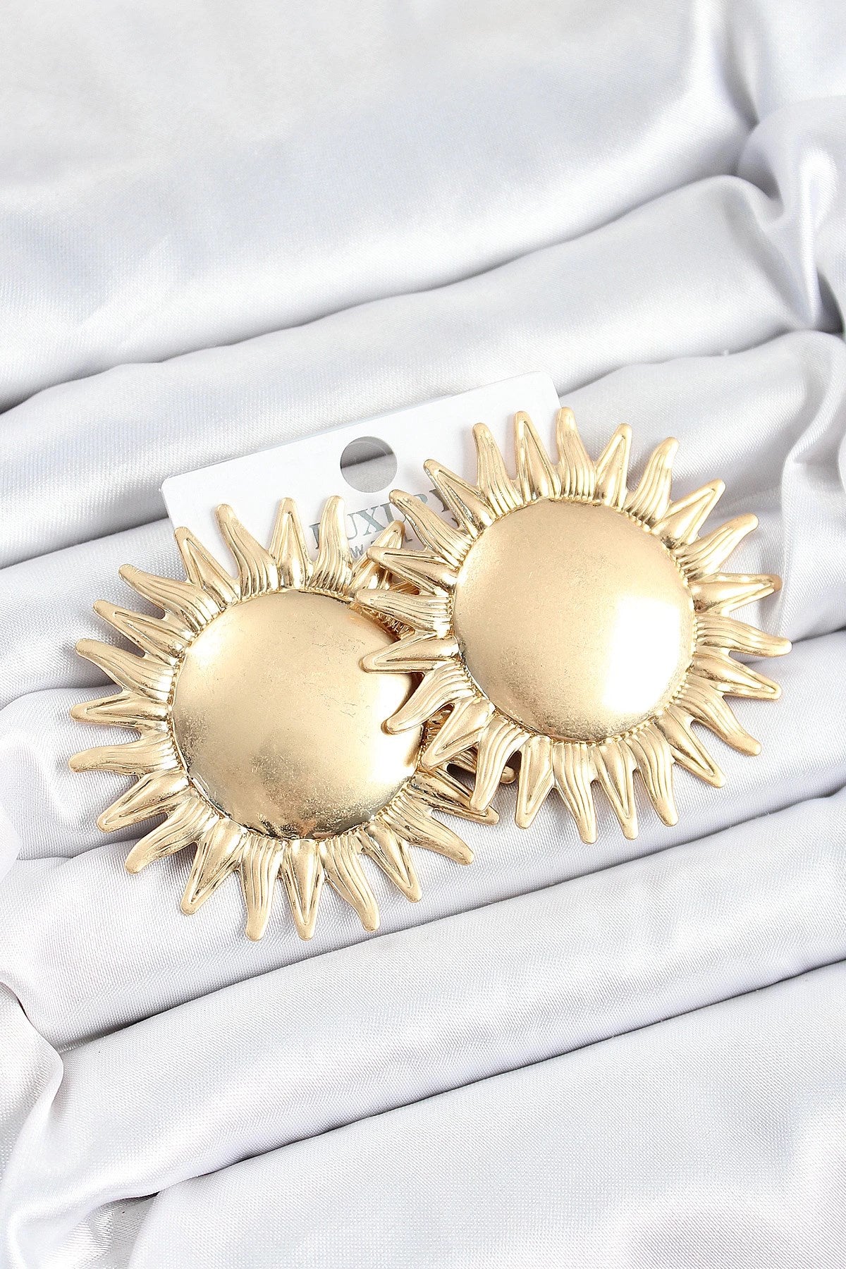Mey İthalat® Pirinç Güneş Model Gold Renk Kadın Küpe