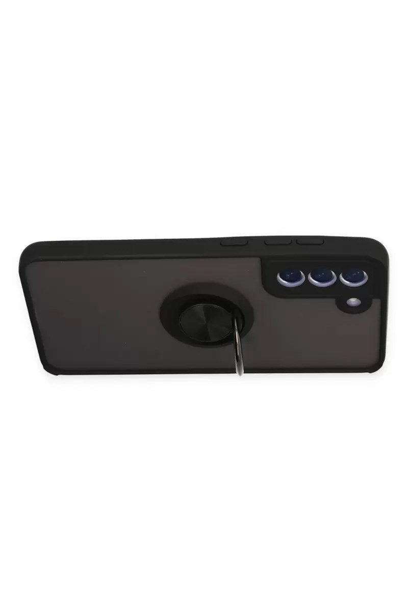 Mey İthalat® Samsung Galaxy S21 FE Kılıf Montreal Yüzüklü Silikon Kapak - Siyah