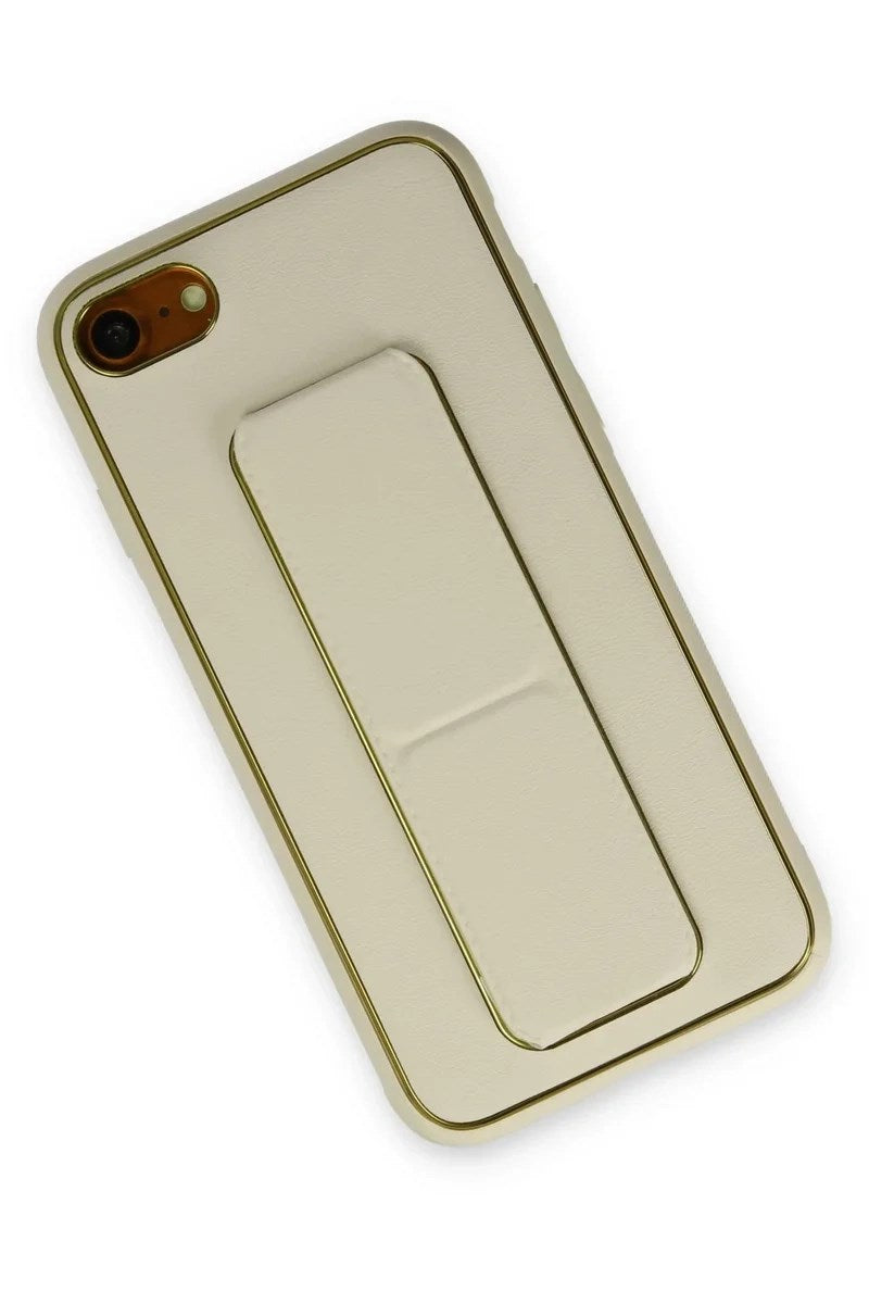 Mey İthalat® iPhone 7 Kılıf Coco Deri Standlı Kapak - Beyaz