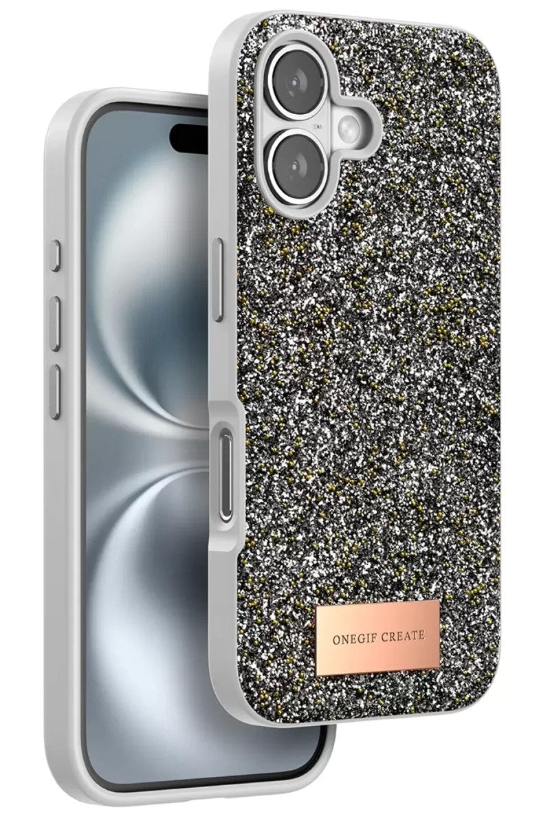 Mey İthalat® iPhone 16 Bright Simli Kapak - Gümüş