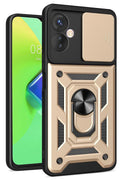 Mey İthalat® İnfinix Hot 30 4G Kılıf Pars Lens Yüzüklü Silikon - Gold