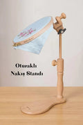 Oturaklı Nakış Standı – Ayarlanabilir Ahşap Kasnak Tutucu Stand