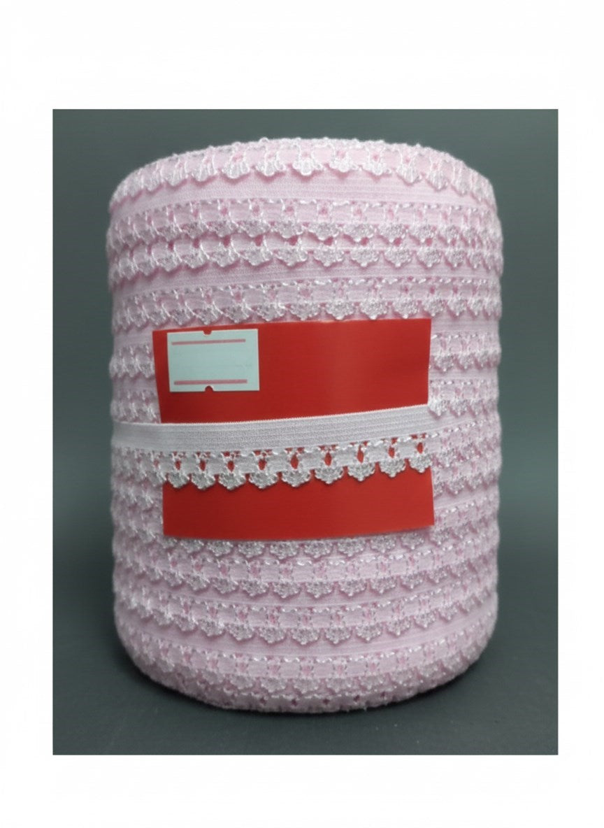 Çamaşır Lastiği Dantelli 1 Cm 1 Metre Açık Pembe