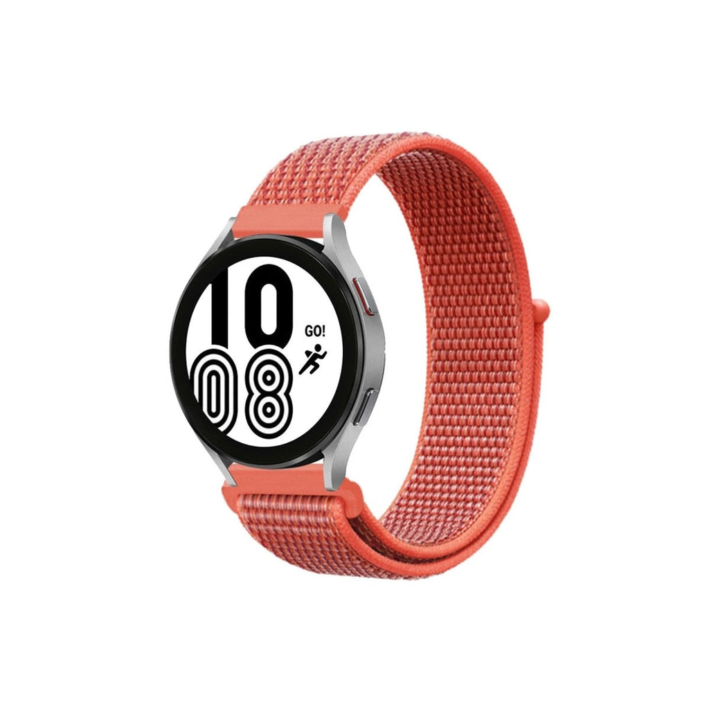 Mey İthalat® Samsung Galaxy Watch 4 Hasırlı Cırtcırtlı Kordon - Turuncu