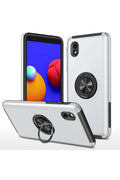 Mey İthalat® Samsung Galaxy A01 Core Kılıf Elit Yüzüklü Kapak - Gümüş