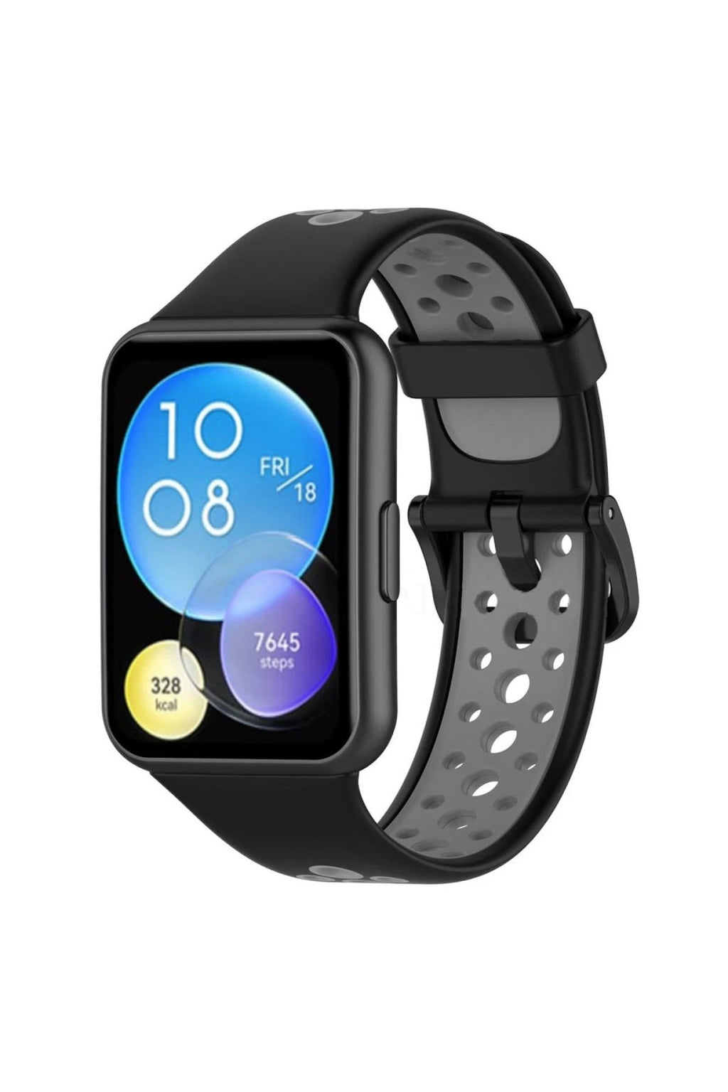 Mey İthalat® Huawei Watch Fit 2 Spor Delikli Kordon - Siyah-Gri