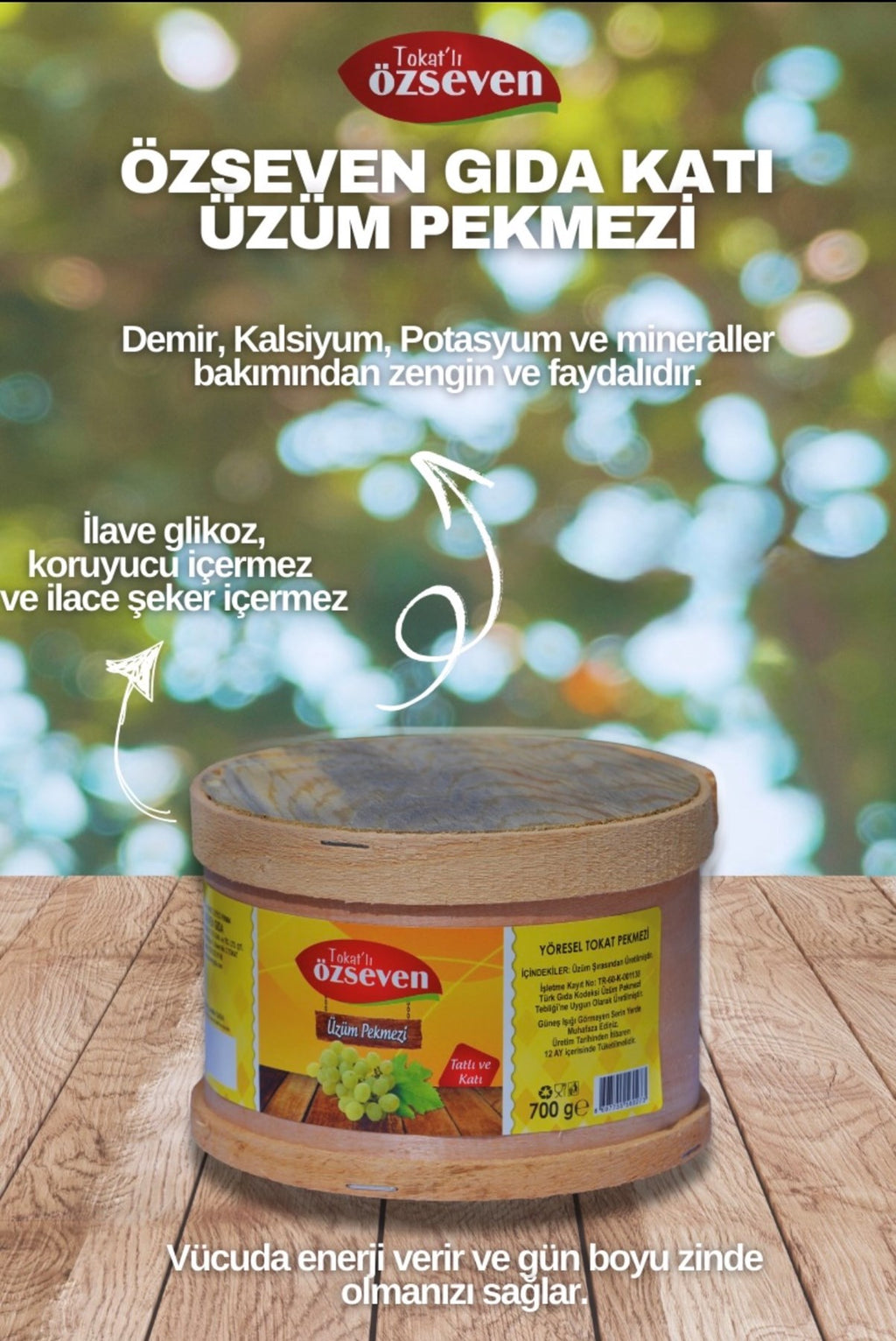 kuzubeyoğulları Özseven Gıda Tokat Zile Katı Üzüm Pekmezi (700GR)