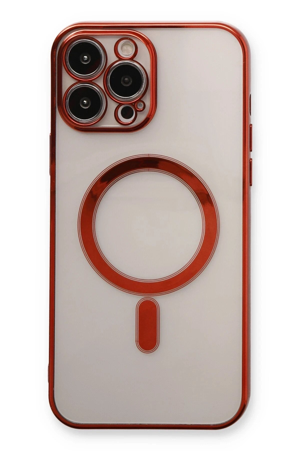 Mey İthalat® iPhone 13 Pro Max Kılıf Magneticsafe Lazer Silikon - Kırmızı