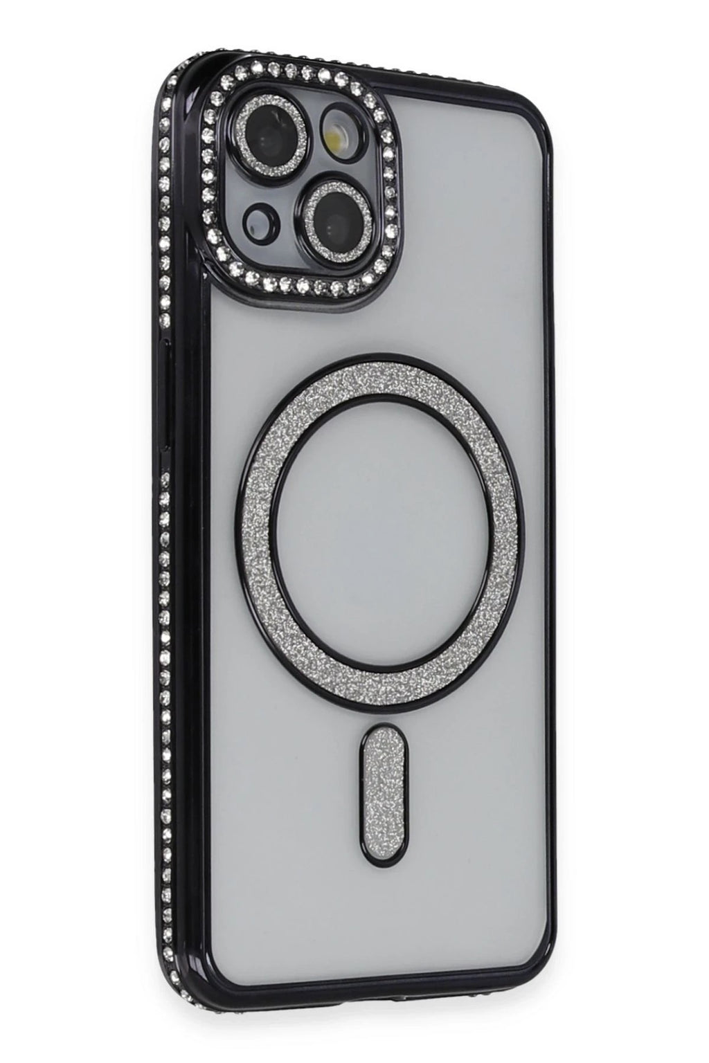 Mey İthalat® iPhone 13 Kılıf Joke Simli Magneticsafe Kılıf - Siyah