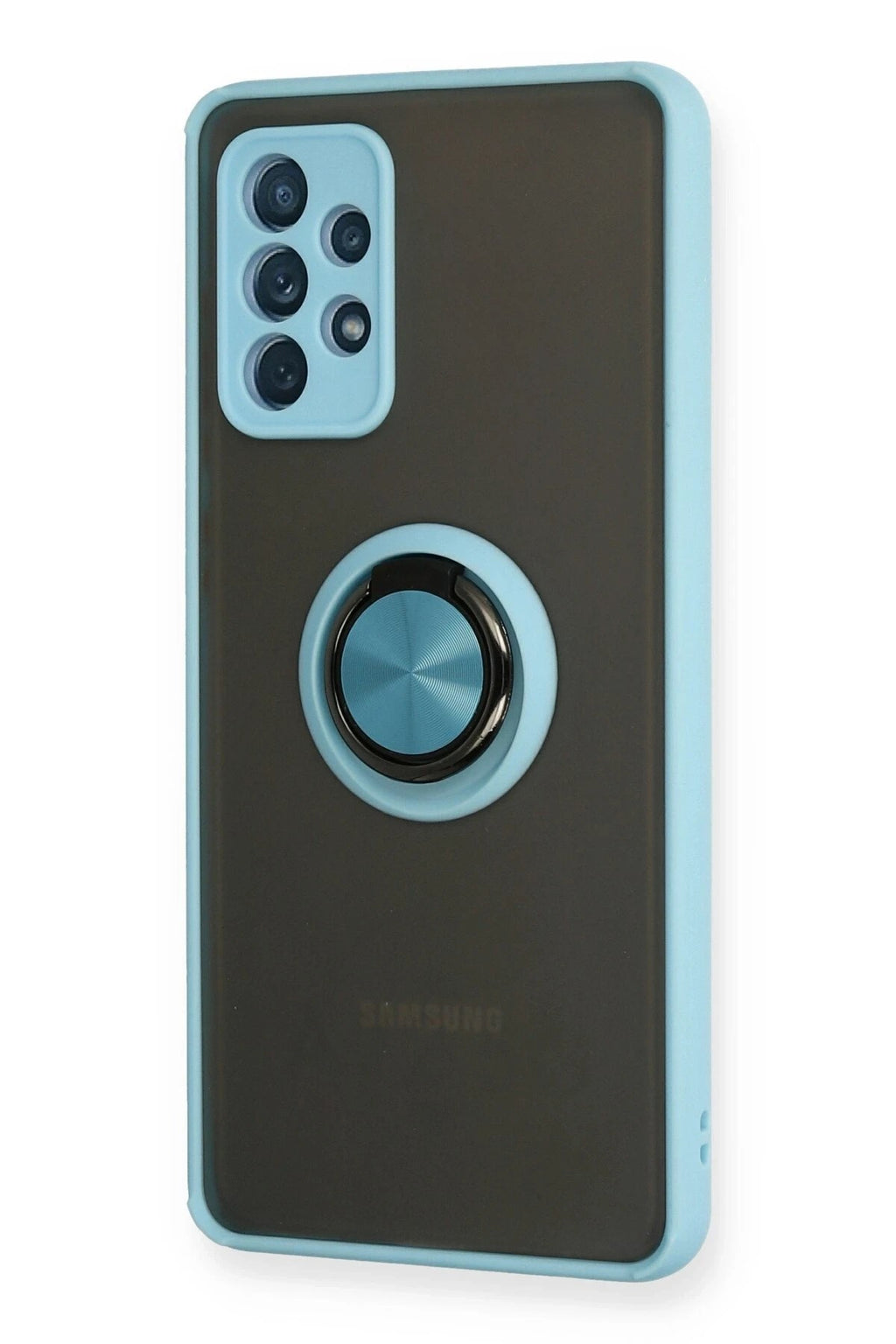 Mey İthalat® Samsung Galaxy A72 Kılıf Montreal Yüzüklü Silikon Kapak - Buz Mavi