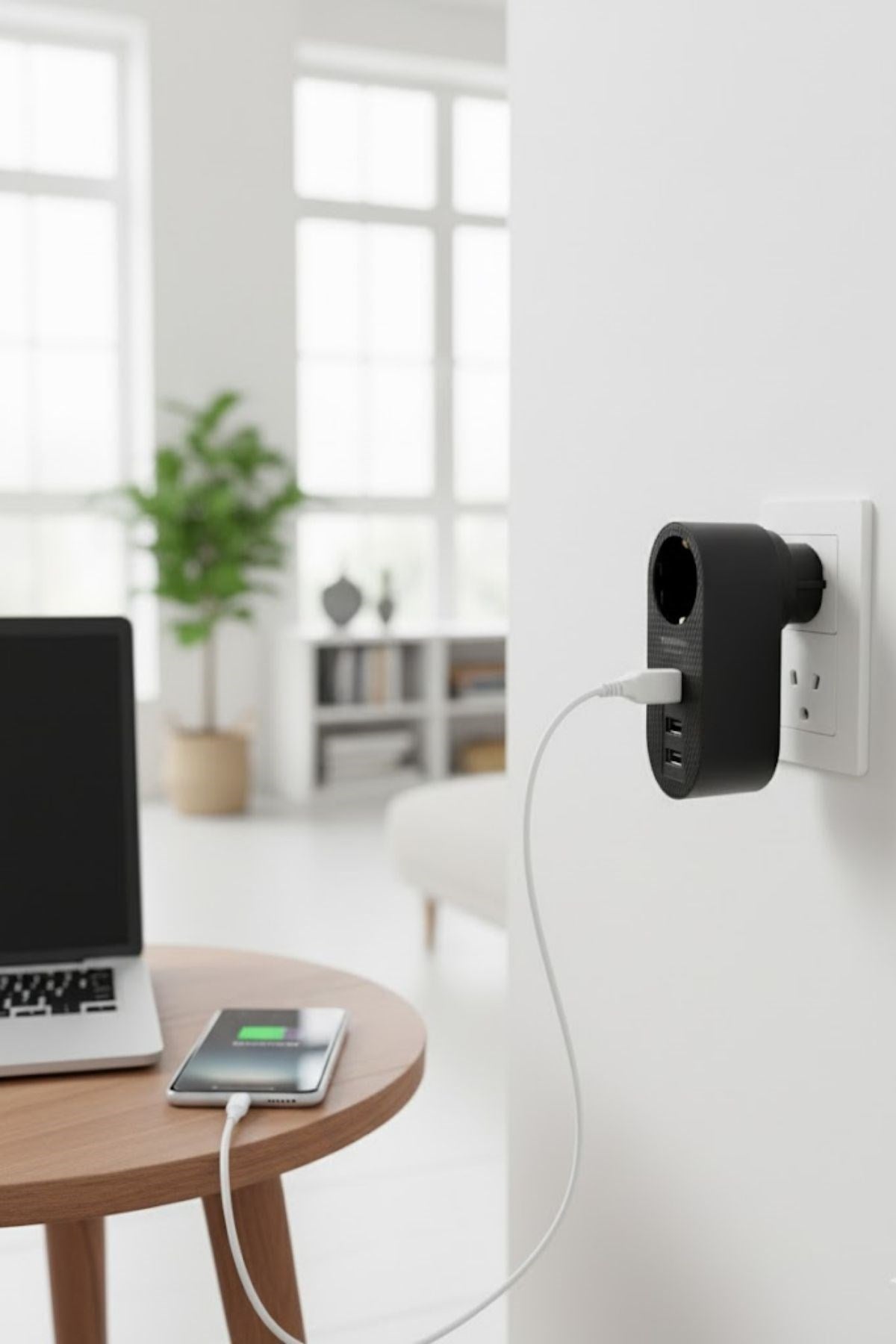 2 USB,1 TYPE-C Girişli 1'li Çocuk Korumalı,Isıya Karşı Dayanıklı 2500Watt Termal Akım Korumalı Priz