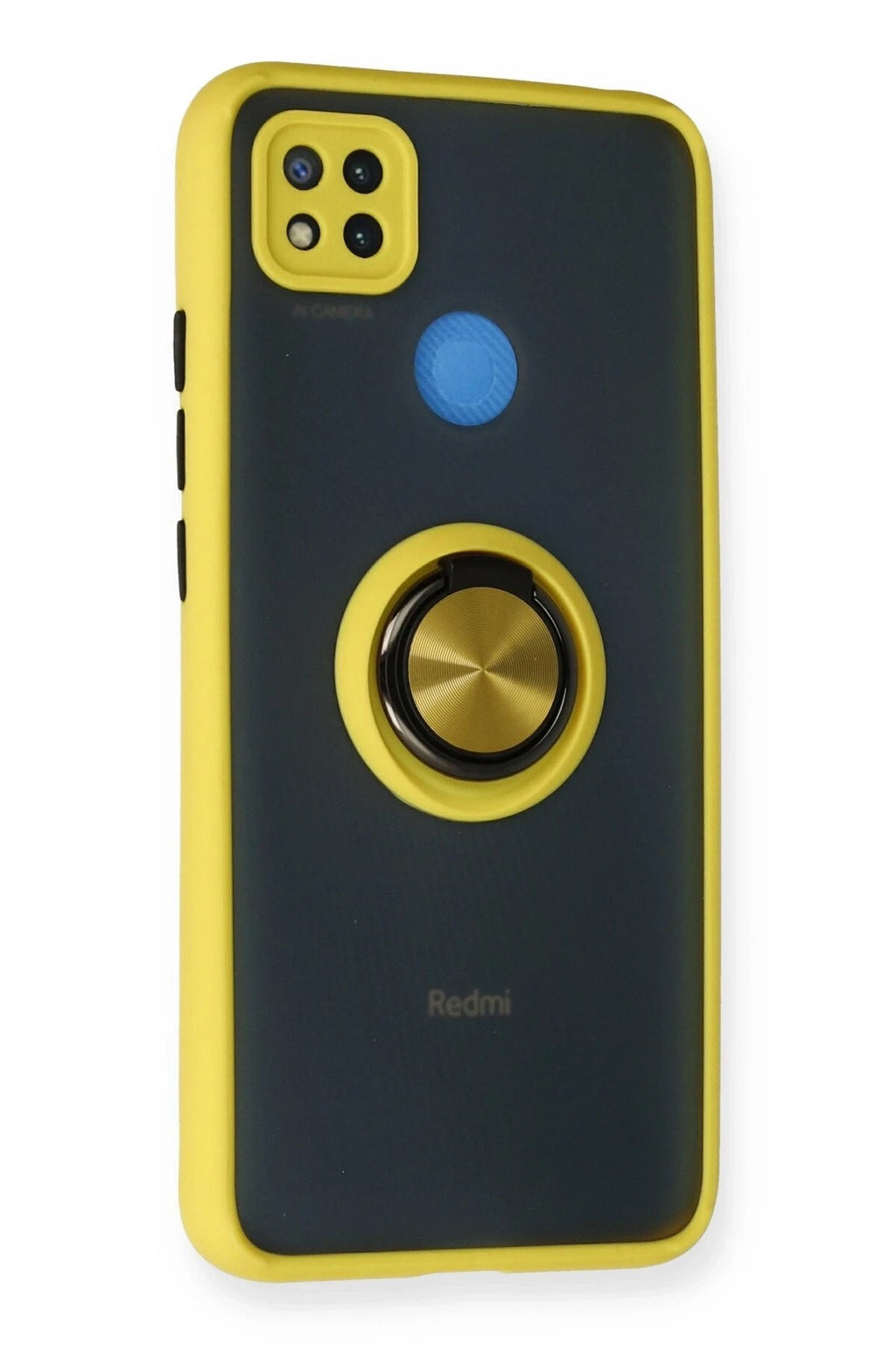 Mey İthalat® Redmi 9C Kılıf Montreal Yüzüklü Silikon Kapak - Sarı