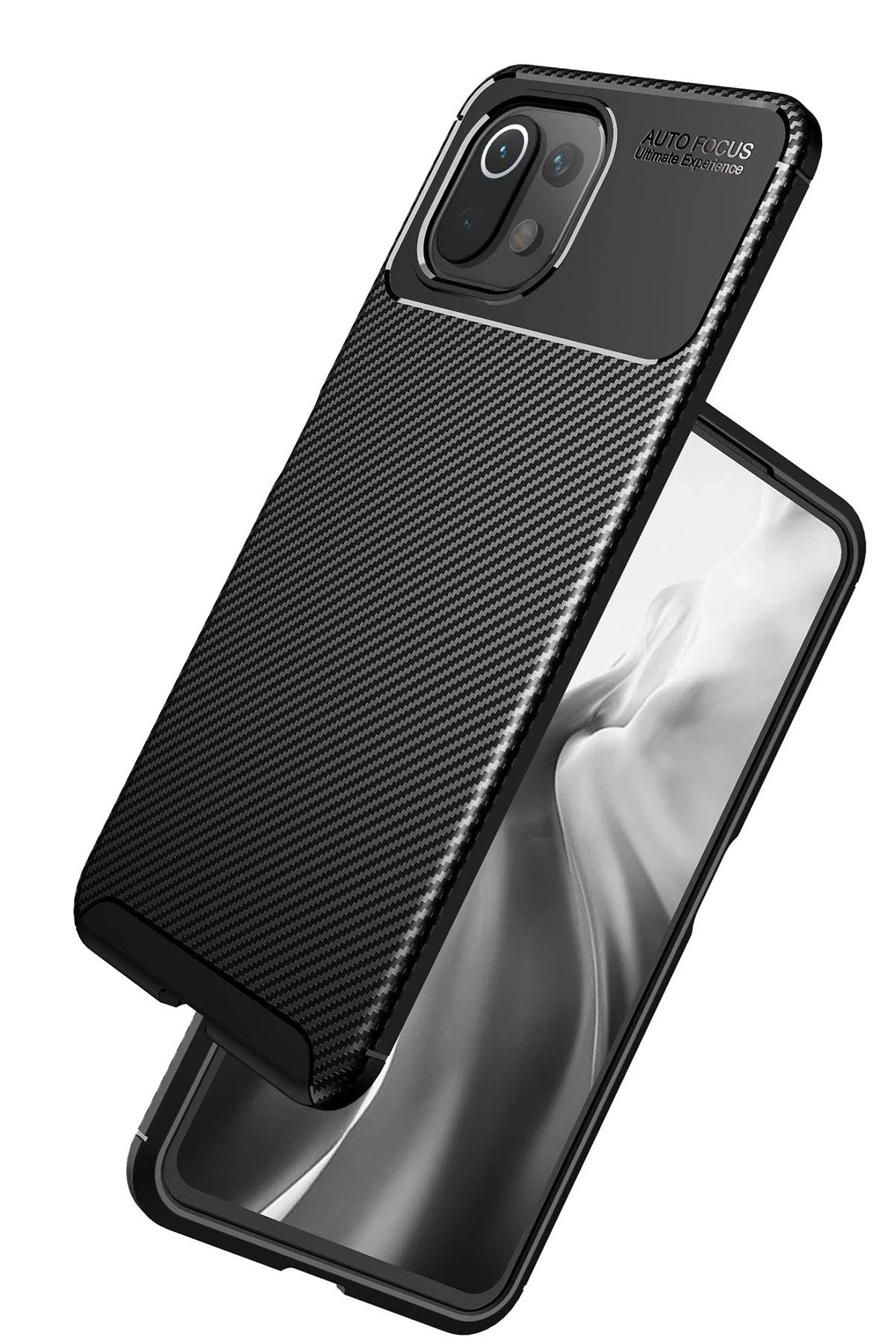 Mey İthalat® Mİ 11 Lite Kılıf Auto Focus Karbon Kapak - Siyah