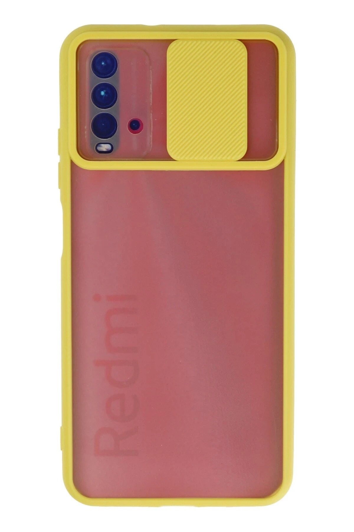 Mey İthalat® Redmi 9T Kılıf Palm Buzlu Kamera Sürgülü Silikon - Sarı