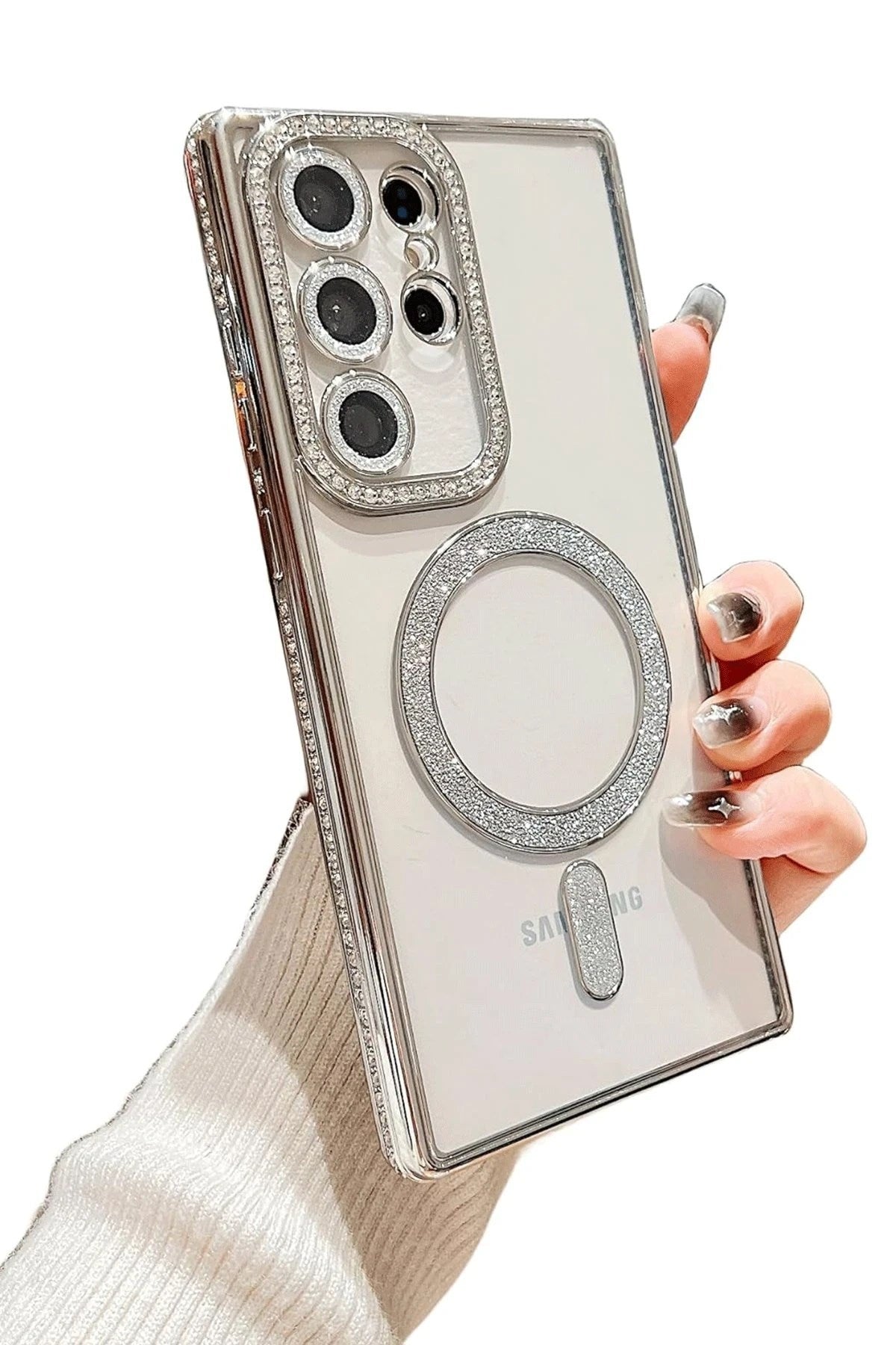 Mey İthalat® Samsung Galaxy S24 Ultra Kılıf Joke Simli Magneticsafe Kılıf - Siyah