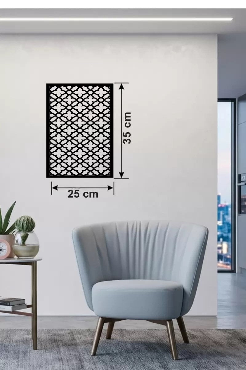 Mey İthalat® Geometrik Kafes Desenli Ahşap Duvar Tablosu - 25x35 cm Lazer Kesim Dekoratif Pano
