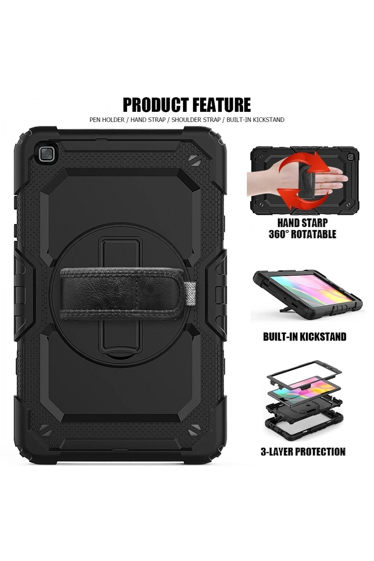 Mey İthalat® Samsung Galaxy T290 Tab A 8 Kılıf Pars Tablet Kapak - Siyah