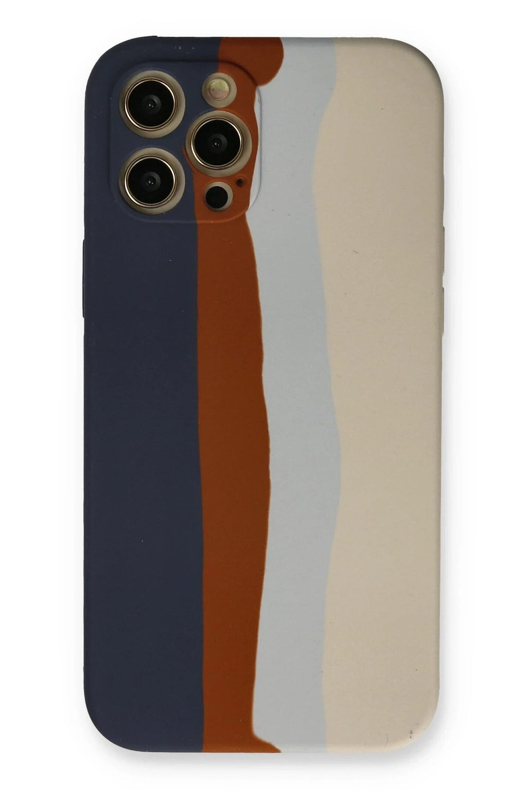 Mey İthalat® iPhone 12 Pro Max Kılıf Ebruli Lansman Silikon - Lacivert-Krem