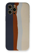 Mey İthalat® iPhone 12 Pro Max Kılıf Ebruli Lansman Silikon - Lacivert-Krem