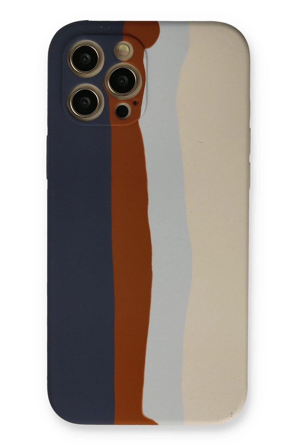 Mey İthalat® iPhone 12 Pro Max Kılıf Ebruli Lansman Silikon - Lacivert-Krem