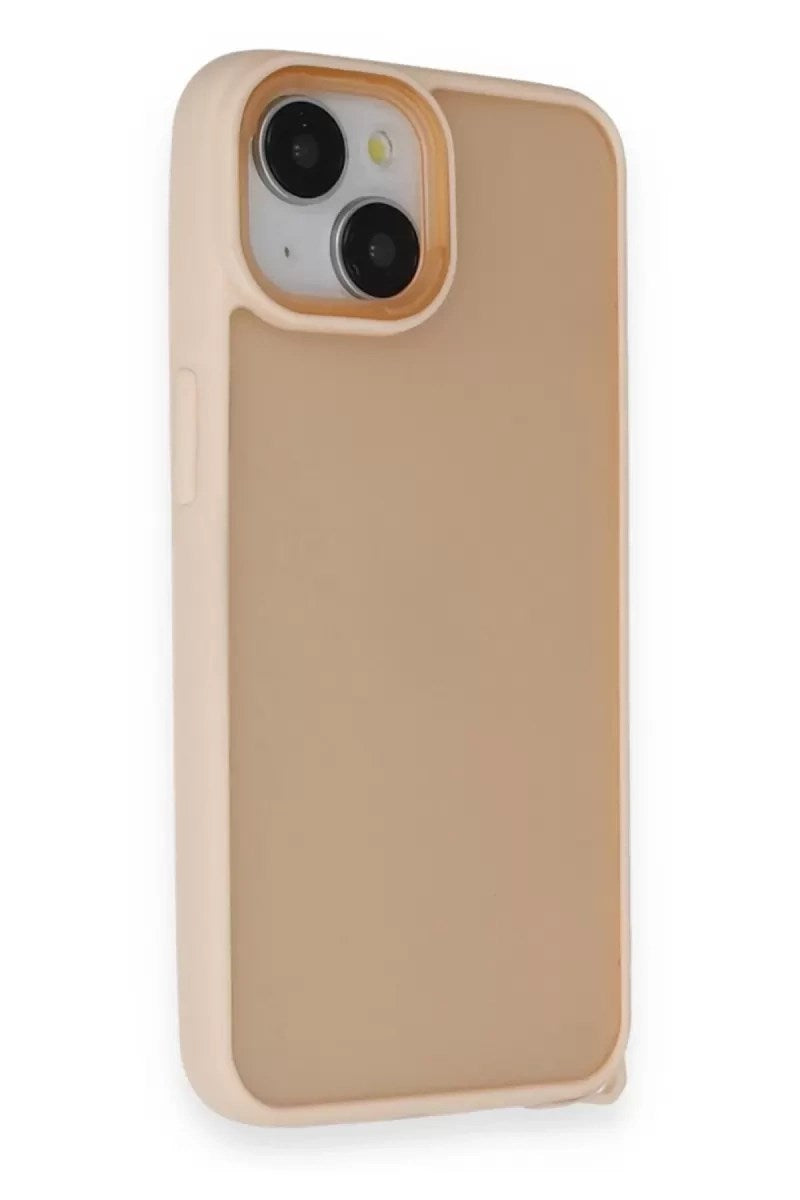 Mey İthalat® iPhone 14 Kılıf Elegant Kapak - Pudra