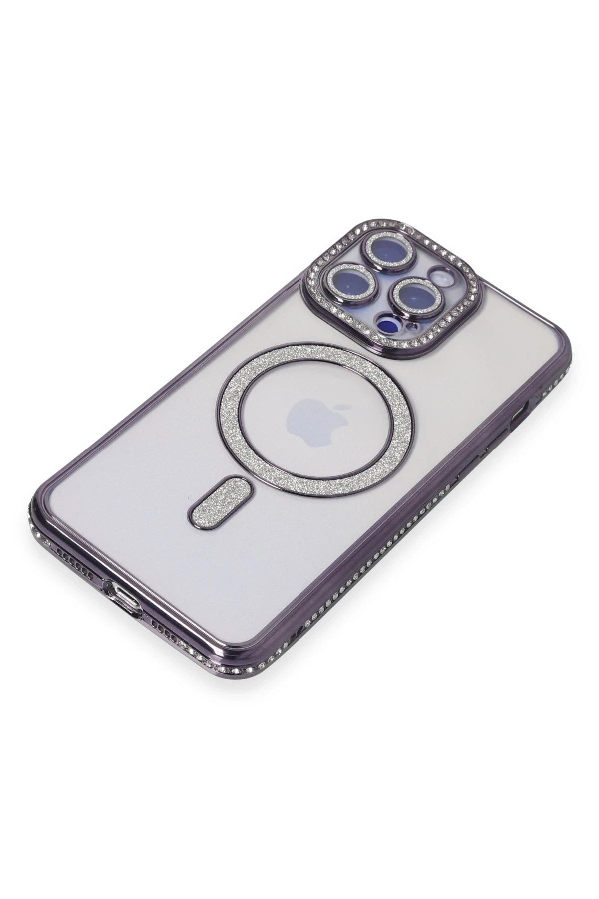 Mey İthalat® iPhone 15 Pro Kılıf Joke Simli Magneticsafe Kılıf - Derin Mor