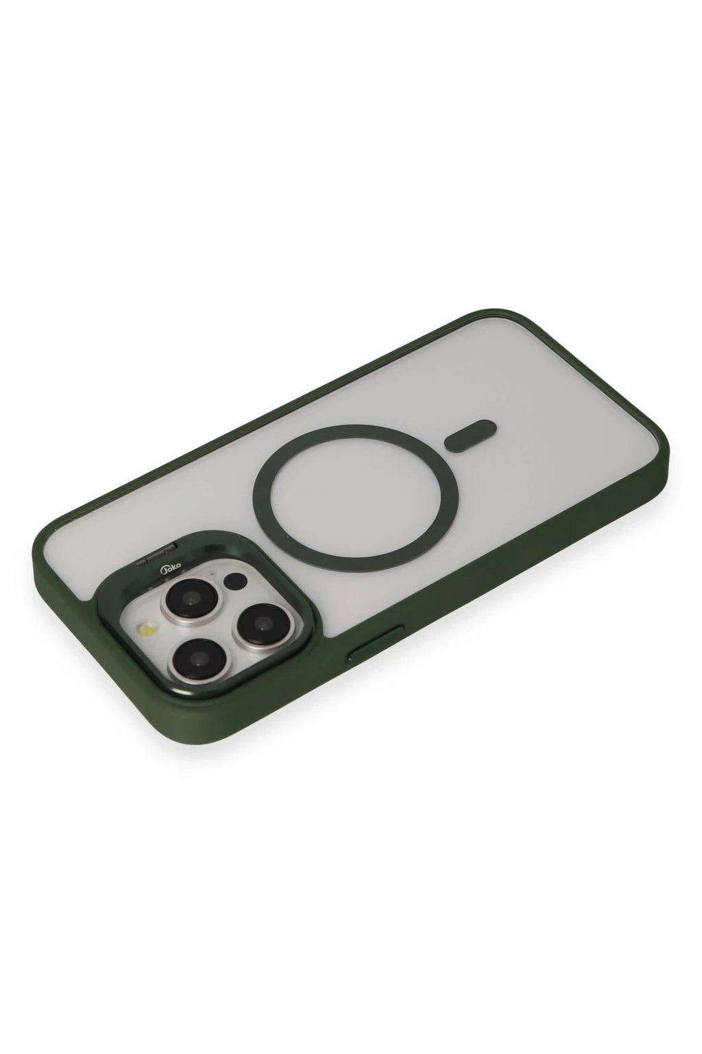 Mey İthalat® iPhone 15 Pro Max Kılıf Roblox Lens Magsafe Standlı Kapak - Koyu Yeşil