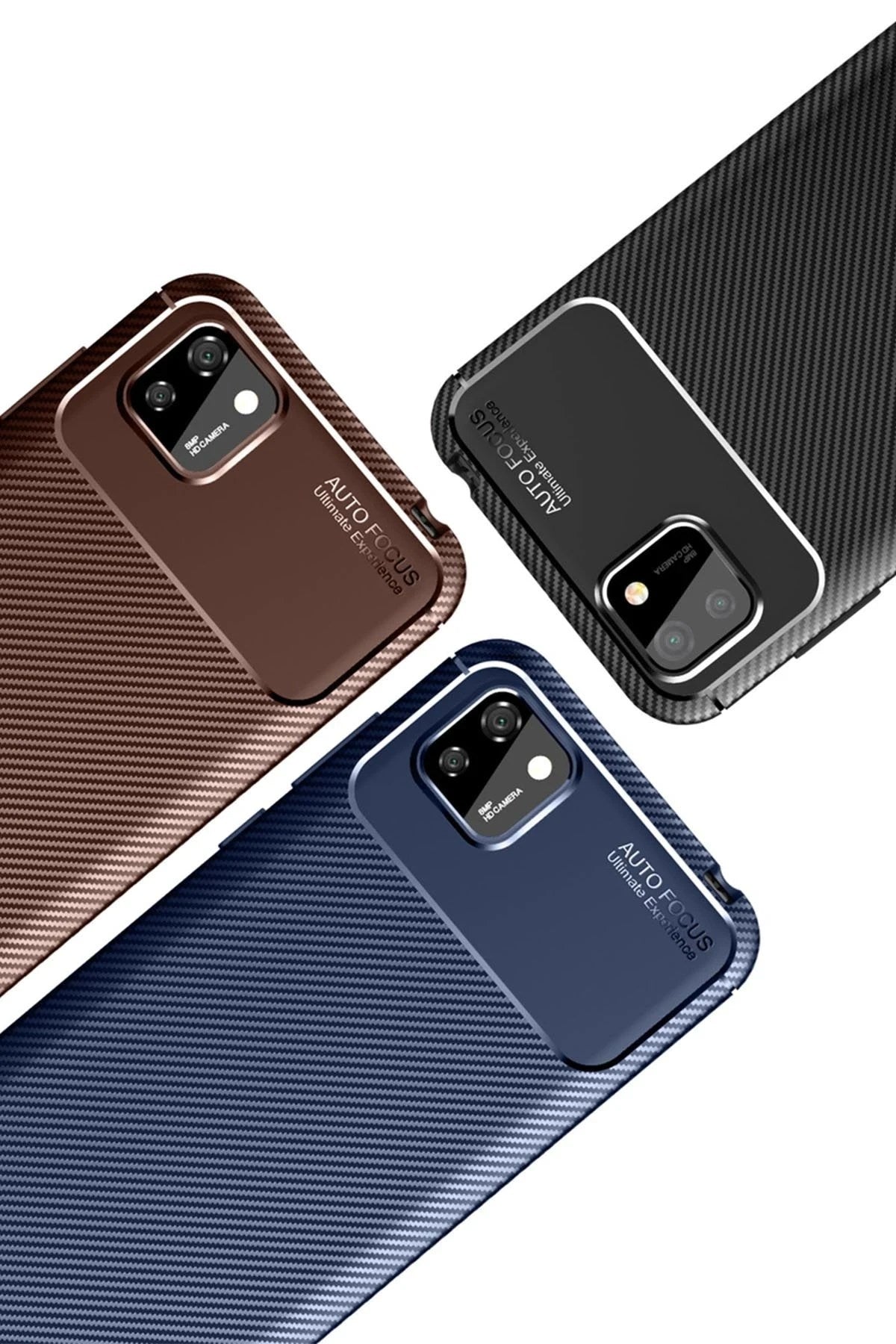 Mey İthalat® Huawei Y5P Kılıf Auto Focus Karbon Kapak - Kahverengi