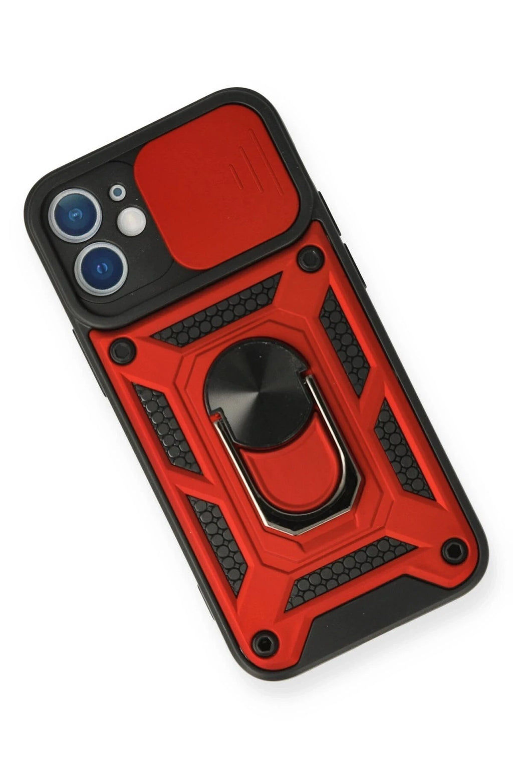 Mey İthalat® iPhone 11 Kılıf Pars Lens Yüzüklü Silikon - Kırmızı