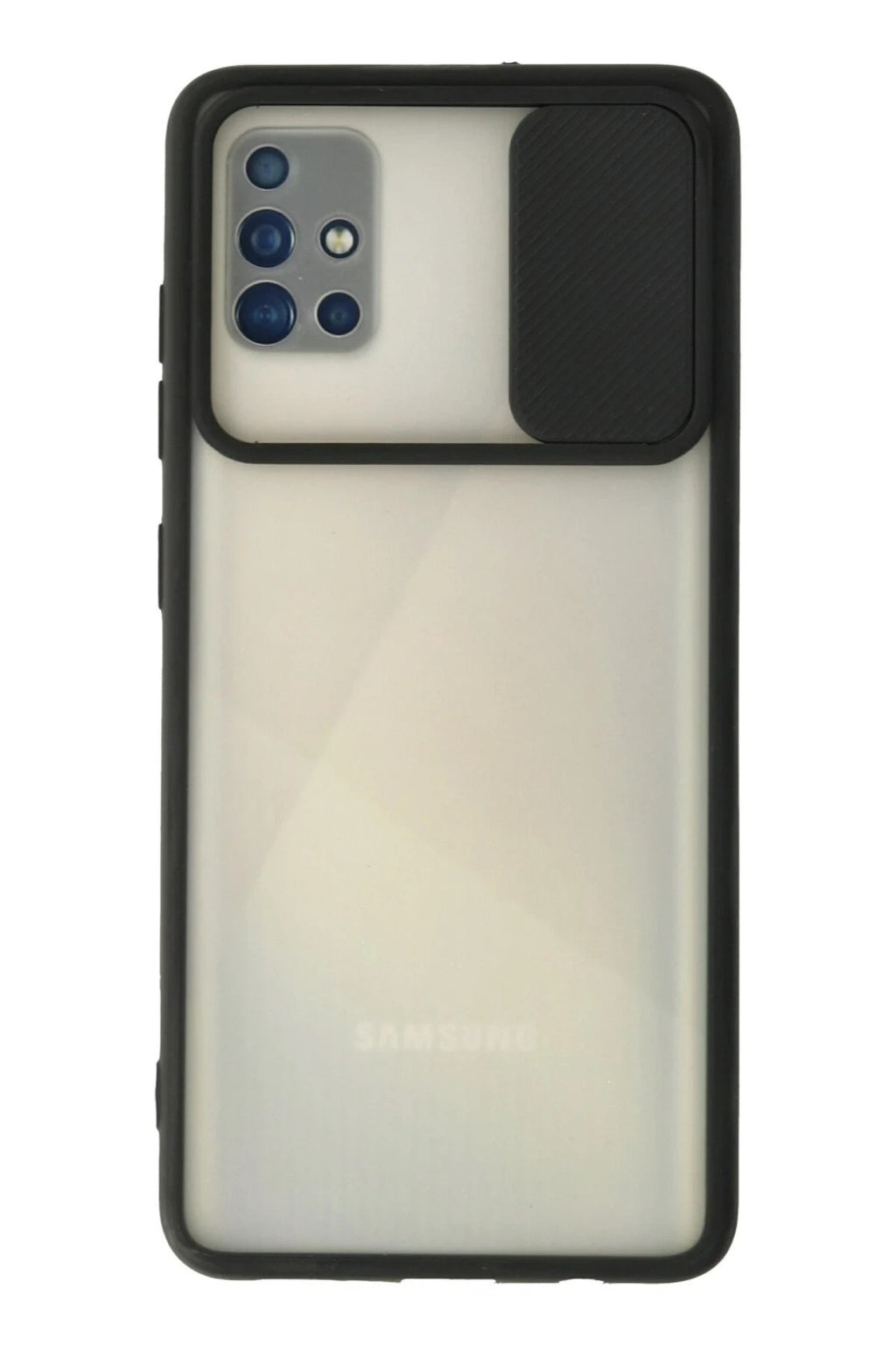 Mey İthalat® Samsung Galaxy A71 Kılıf Palm Buzlu Kamera Sürgülü Silikon - Siyah