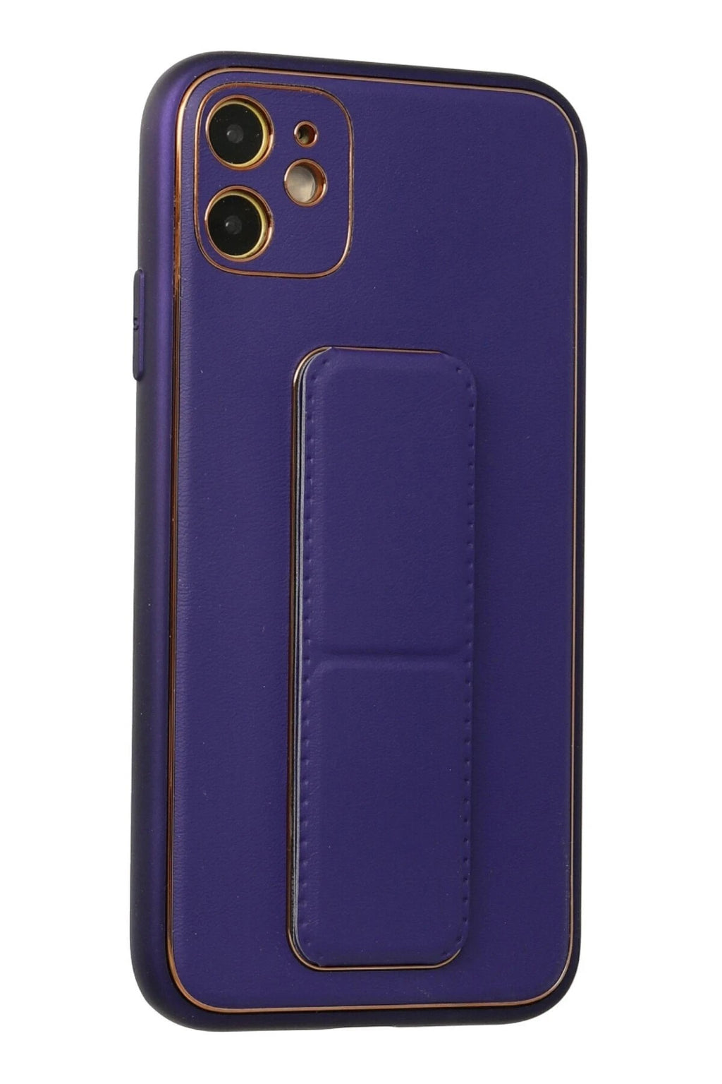 Mey İthalat® iPhone 12 Kılıf Coco Deri Standlı Kapak - Mor