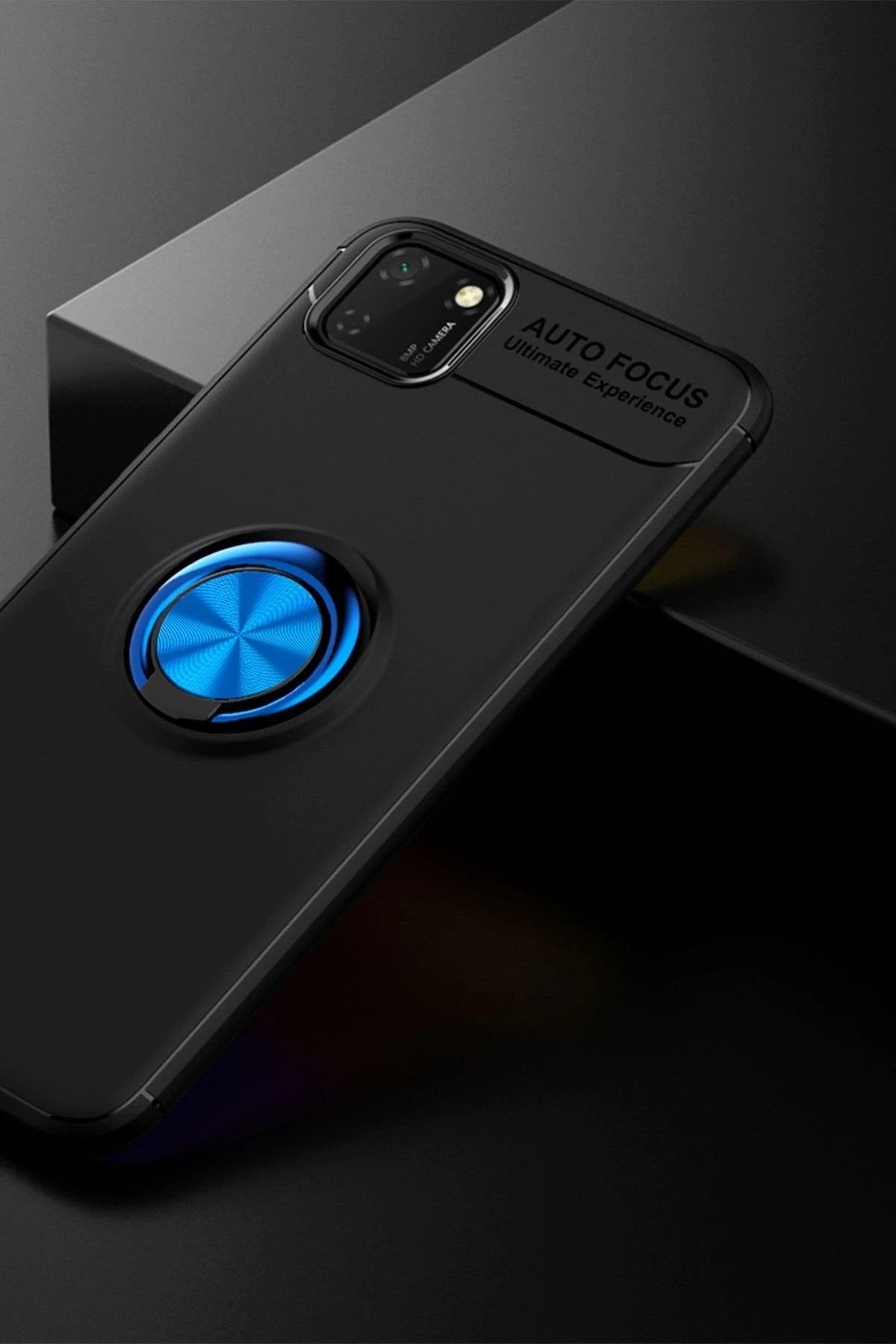 Mey İthalat® Huawei Y5P Kılıf Range Yüzüklü Silikon - Siyah-Mavi