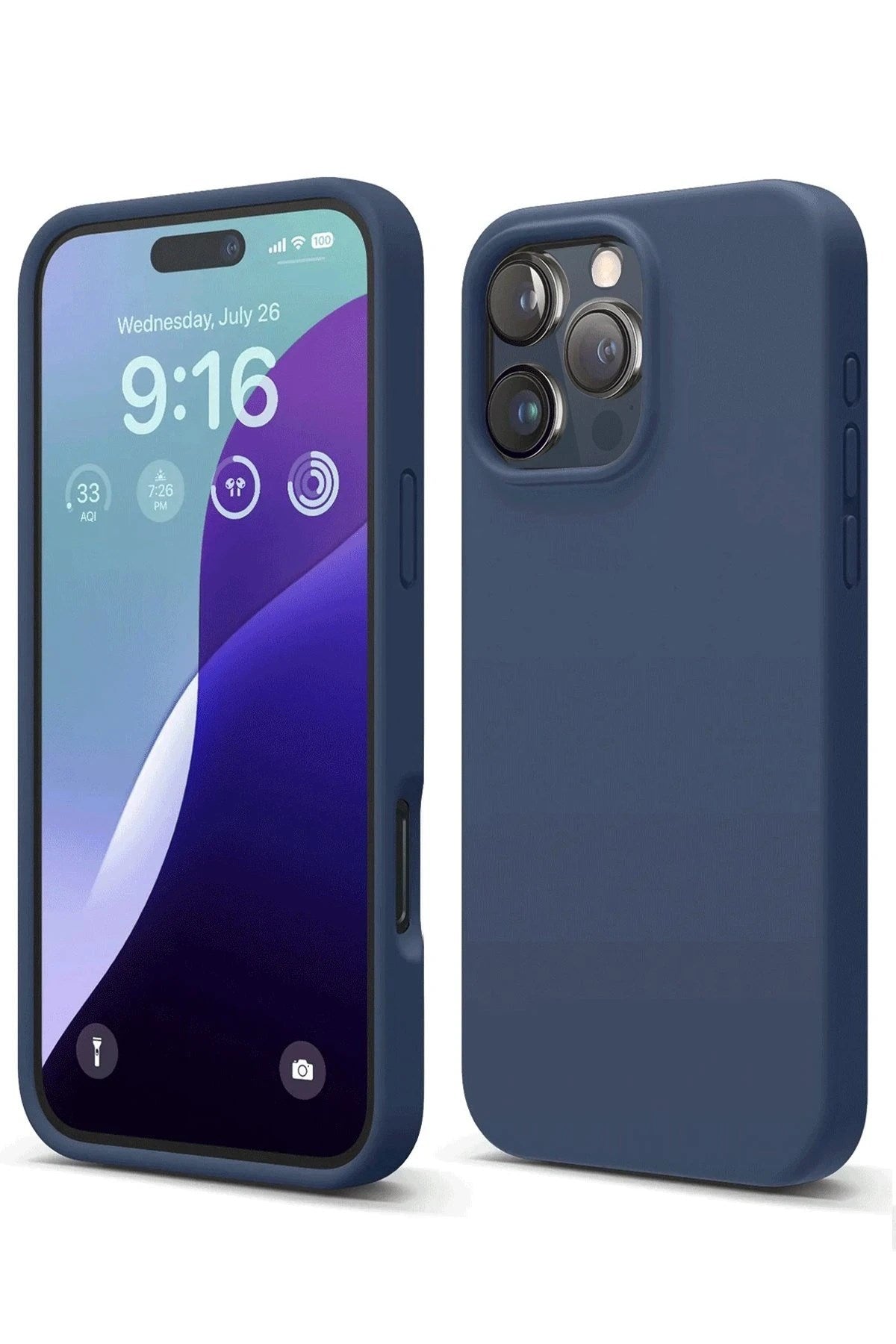 Mey İthalat® iPhone 16 Pro Kılıf Nano içi Kadife Silikon - Lacivert