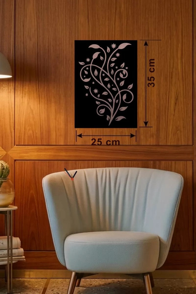 Mey İthalat® Sarmaşık Dalı Tasarım Ahşap Duvar Tablosu - 25x35 cm Lazer Kesim Dekoratif Pano