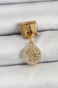 Mey İthalat® 316L Çelik Sallantılı Zirkon Taşlı Hayat Ağacı Model Gold Renk Nomination Charm