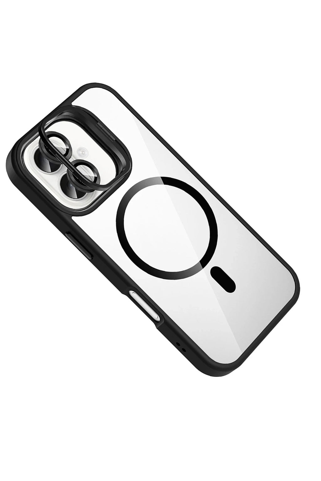 Mey İthalat® iPhone 16 Plus Remim Lensli Magsafe Standlı Kapak - Siyah