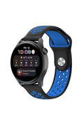 Mey İthalat® Watch 20mm Spor Delikli Kordon - Siyah-Mavi