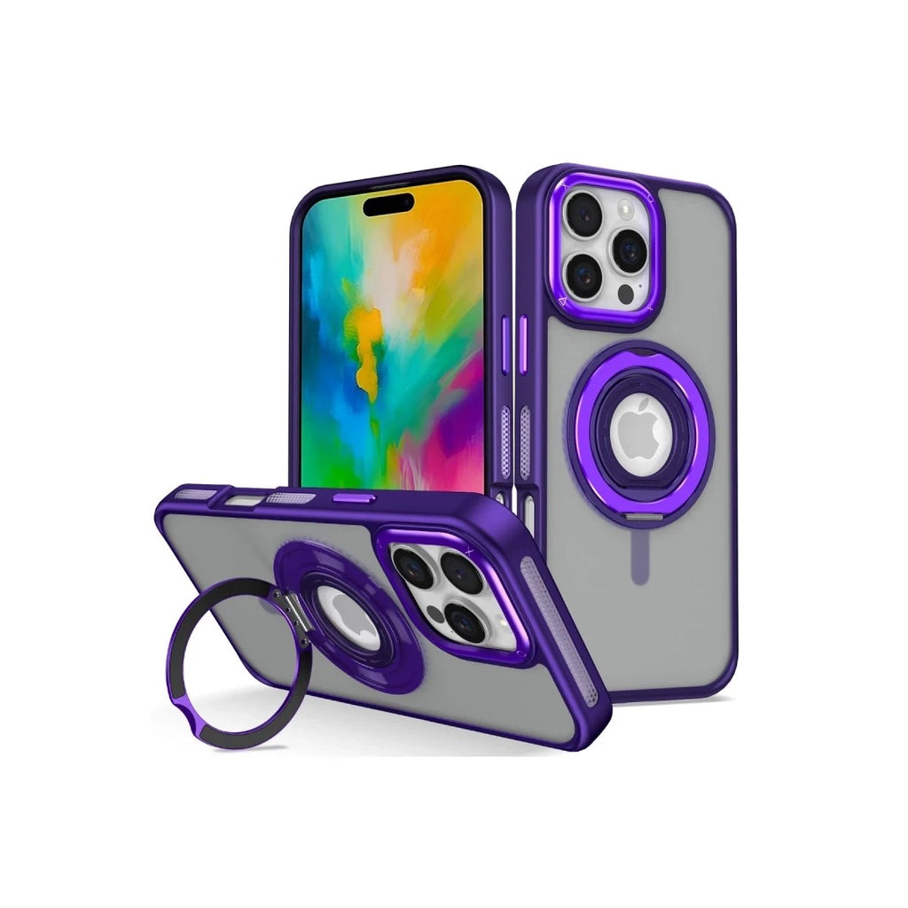 Mey İthalat® iPhone 16 Pro Max Banza Magsafe Standlı Kapak - Derin Mor