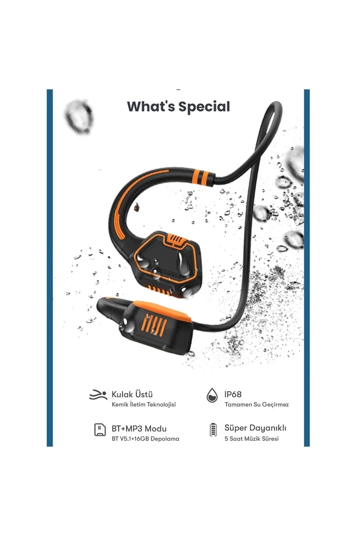 Mey İthalat® AS9 Suya Dayanıklı Bluetooth Kulaklık - Siyah