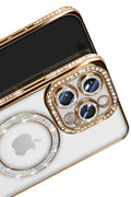 Mey İthalat® iPhone 16 Pro Max Kılıf Joke Simli Magneticsafe Kılıf - Gold