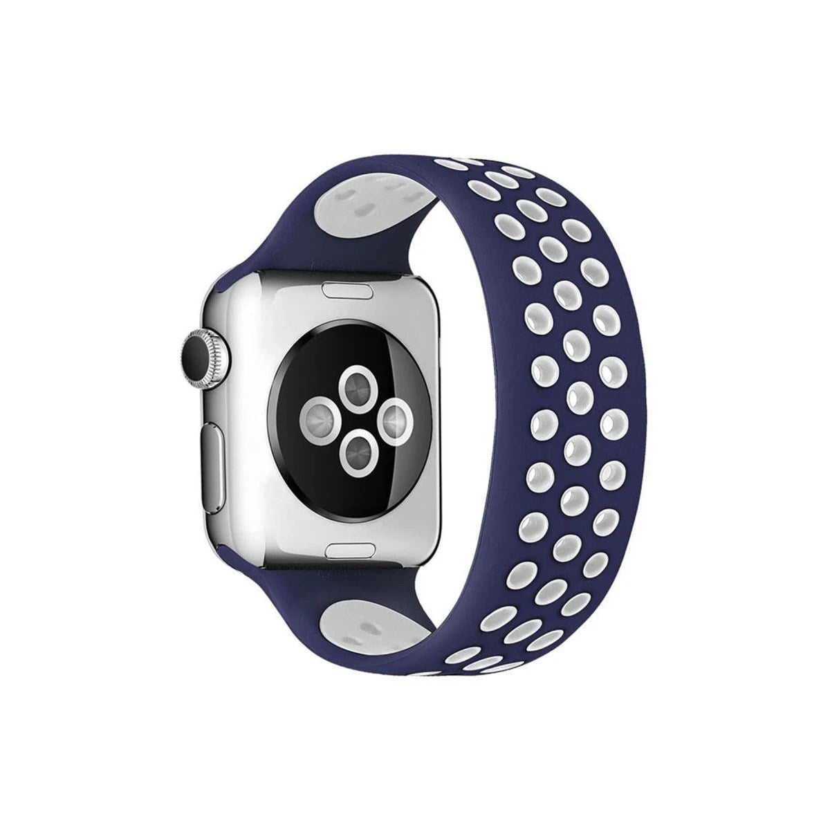 Mey İthalat® Watch 38mm Ayarlı Delikli Silikon Kordon - Lacivert-Beyaz
