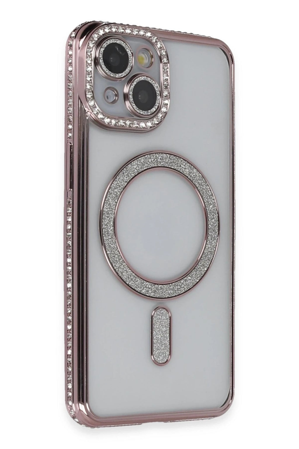 Mey İthalat® iPhone 13 Kılıf Joke Simli Magneticsafe Kılıf - Pembe