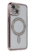 Mey İthalat® iPhone 13 Kılıf Joke Simli Magneticsafe Kılıf - Pembe