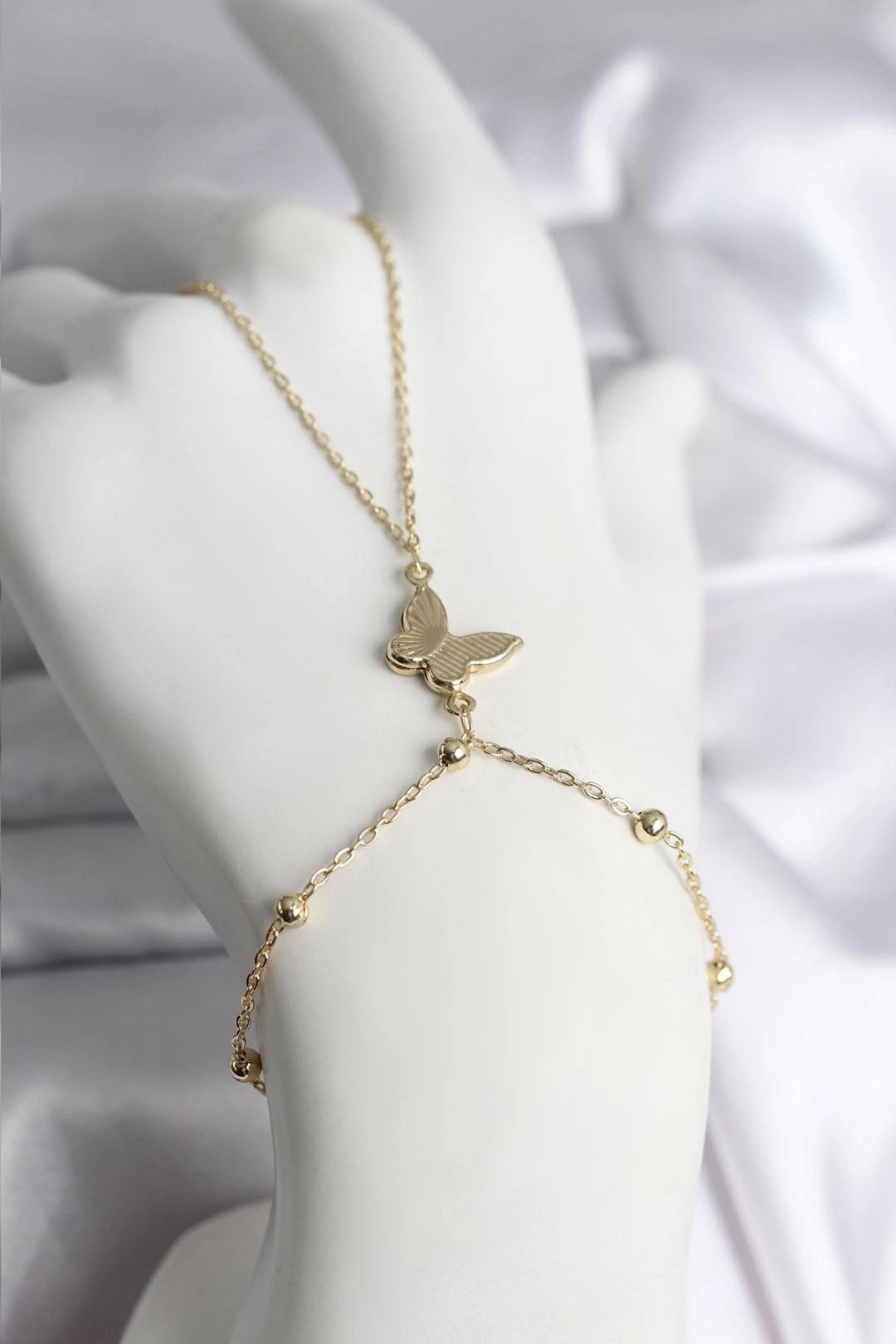 Mey İthalat® 316L Çelik Gold Renk Kelebek Model Kadın Şahmeran
