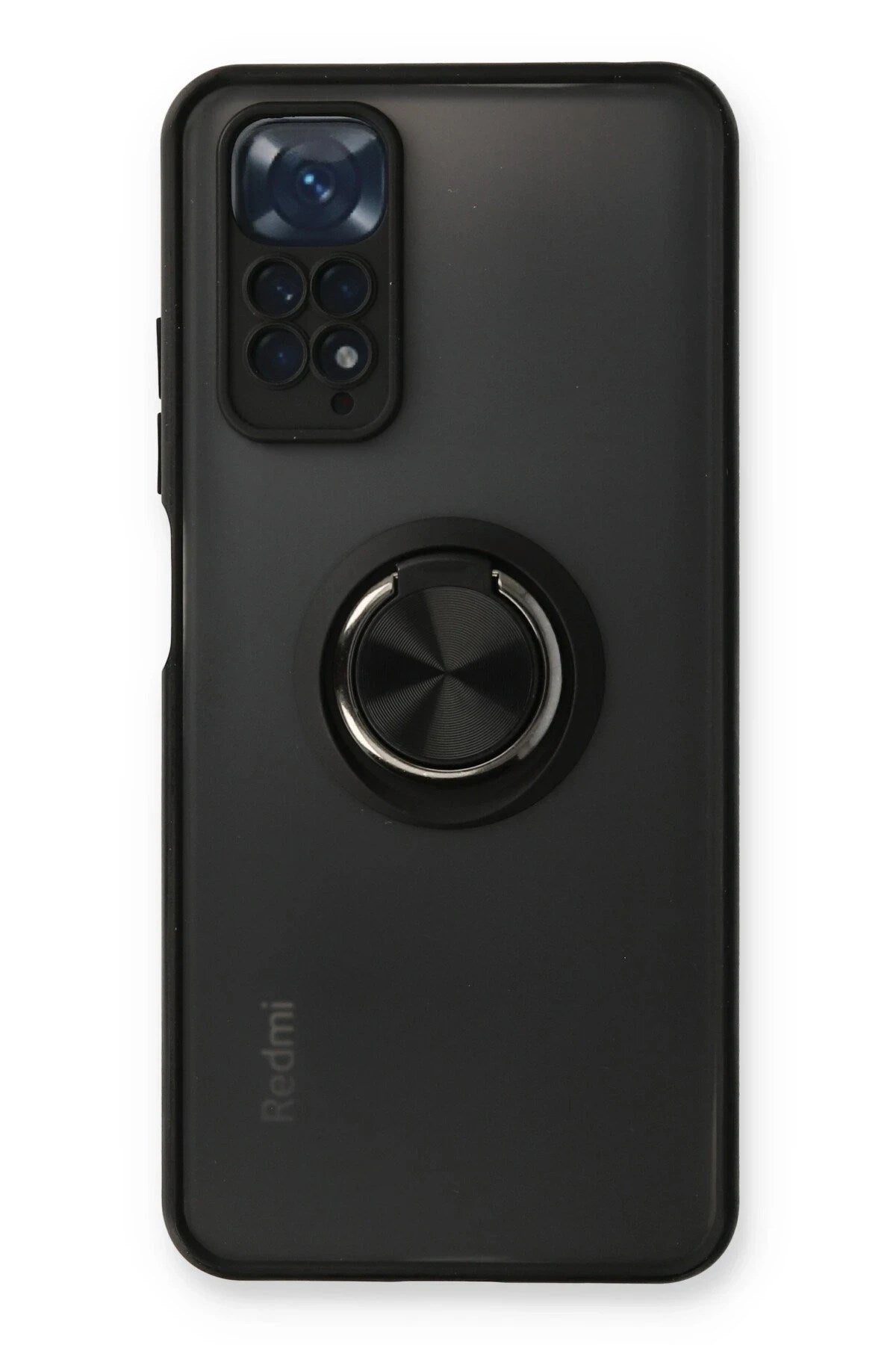Mey İthalat® Redmi Note 11 Kılıf Montreal Yüzüklü Silikon Kapak - Siyah