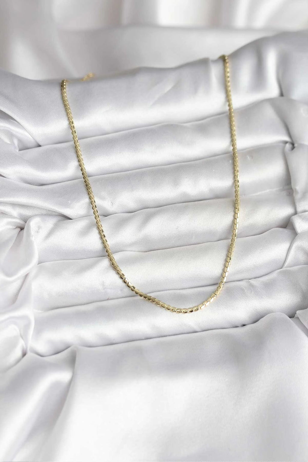 Mey İthalat® 14K Gold Renk Kaplama Ezme Zincir Model CM Kadın Kolye