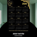 Takvim 2026 Premium A3 300 Gr Dijital Baskı Altın