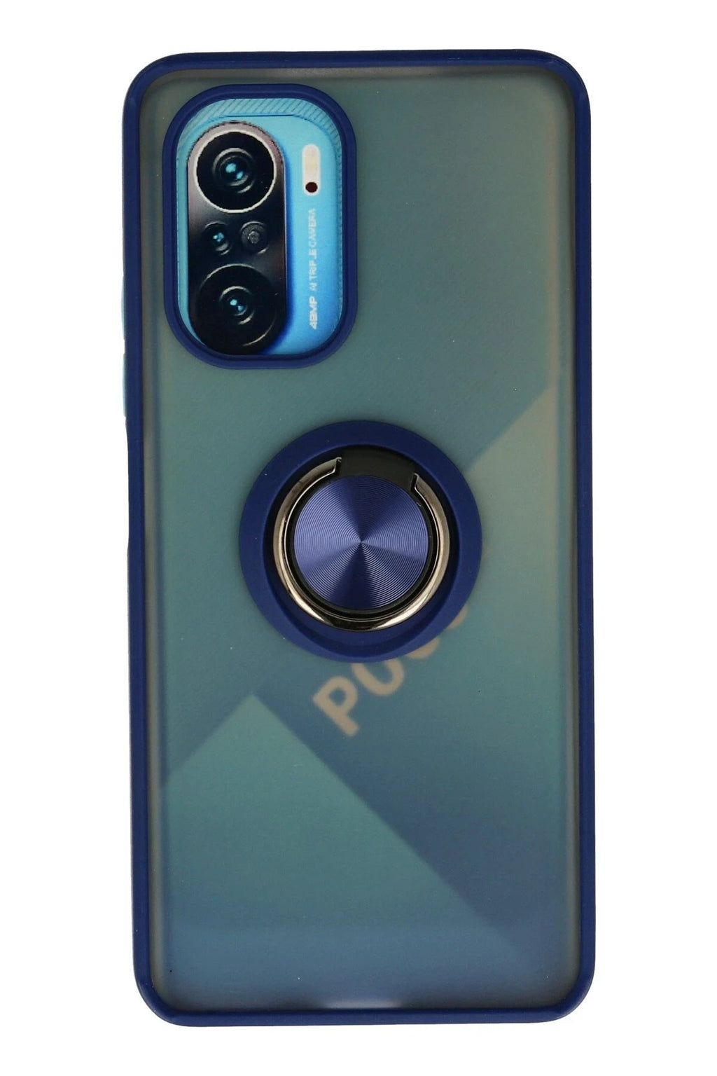Mey İthalat® Redmi K40 Kılıf Montreal Yüzüklü Silikon Kapak - Lacivert