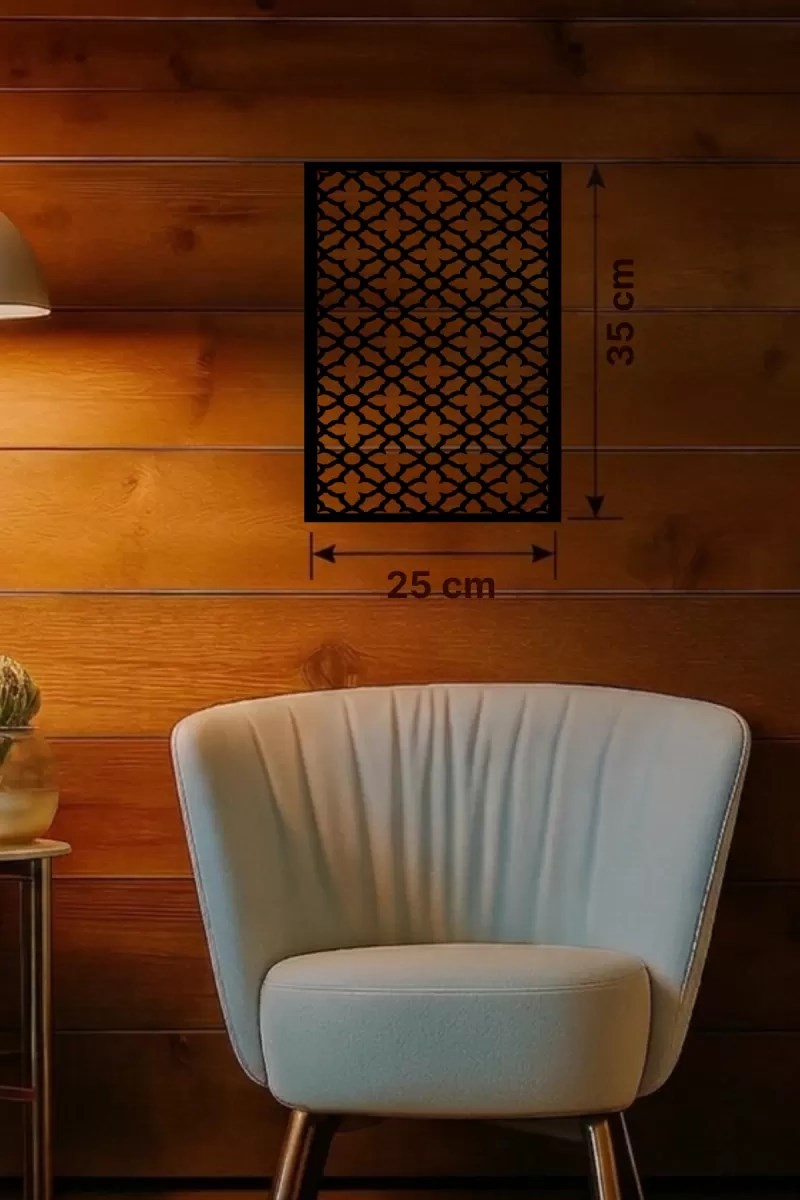 Mey İthalat® Geometrik Kafes Desenli Ahşap Duvar Tablosu - 25x35 cm Lazer Kesim Dekoratif Pano
