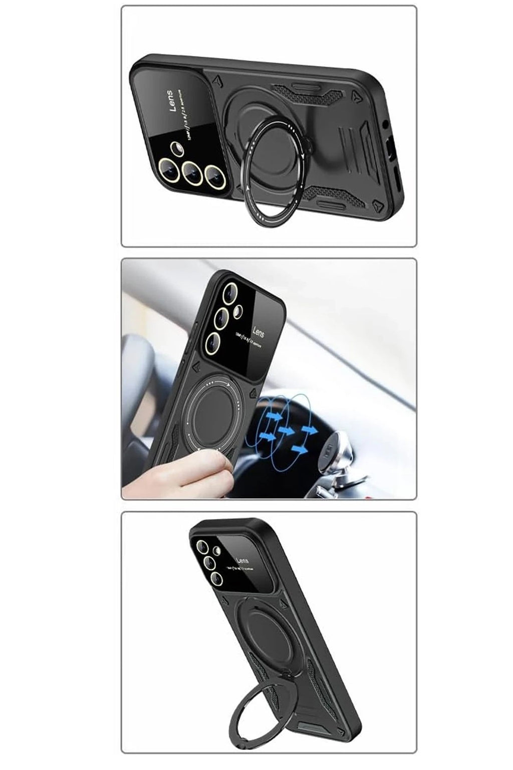 Mey İthalat® Samsung Galaxy S24 FE Kılıf Joy Lens Standlı Kapak - Koyu Yeşil
